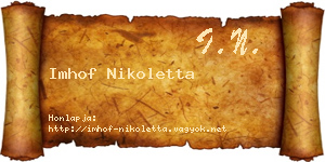 Imhof Nikoletta névjegykártya